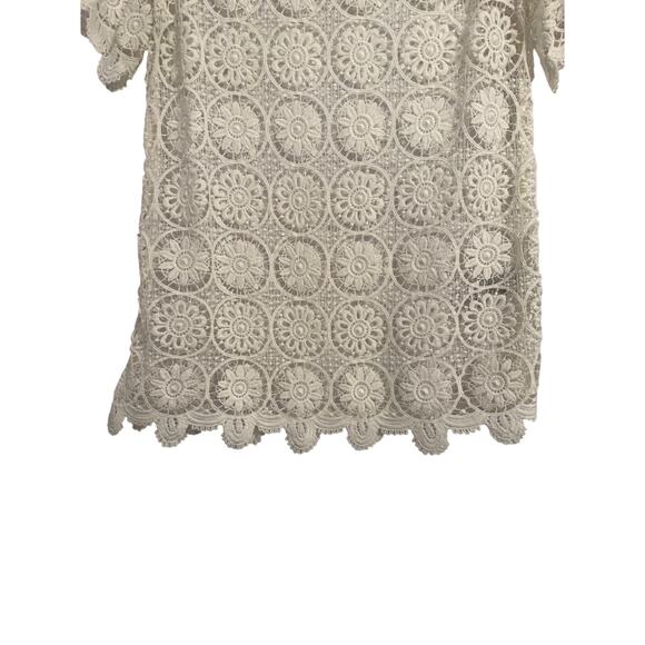 Banana Republic Women's S Cottagecore Boho Chic Sheer Floral Crochet Lace Top - Picture 4 of 11